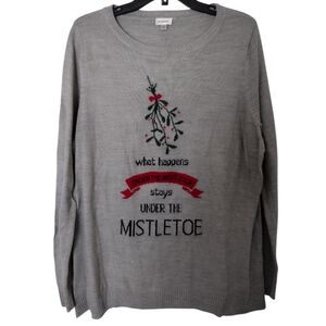 Avenue light grey Christmas Mistletoe Sweater size 14/16